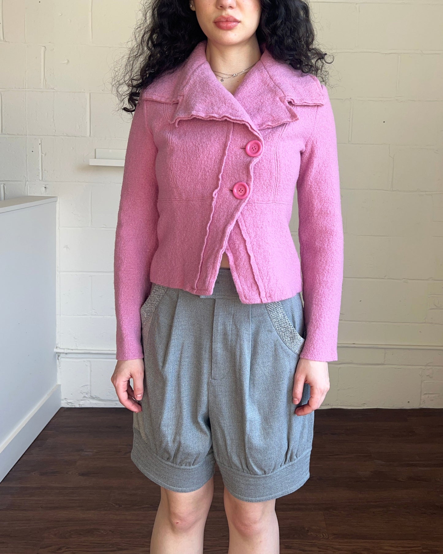 Pink Wool Blazer Jacket