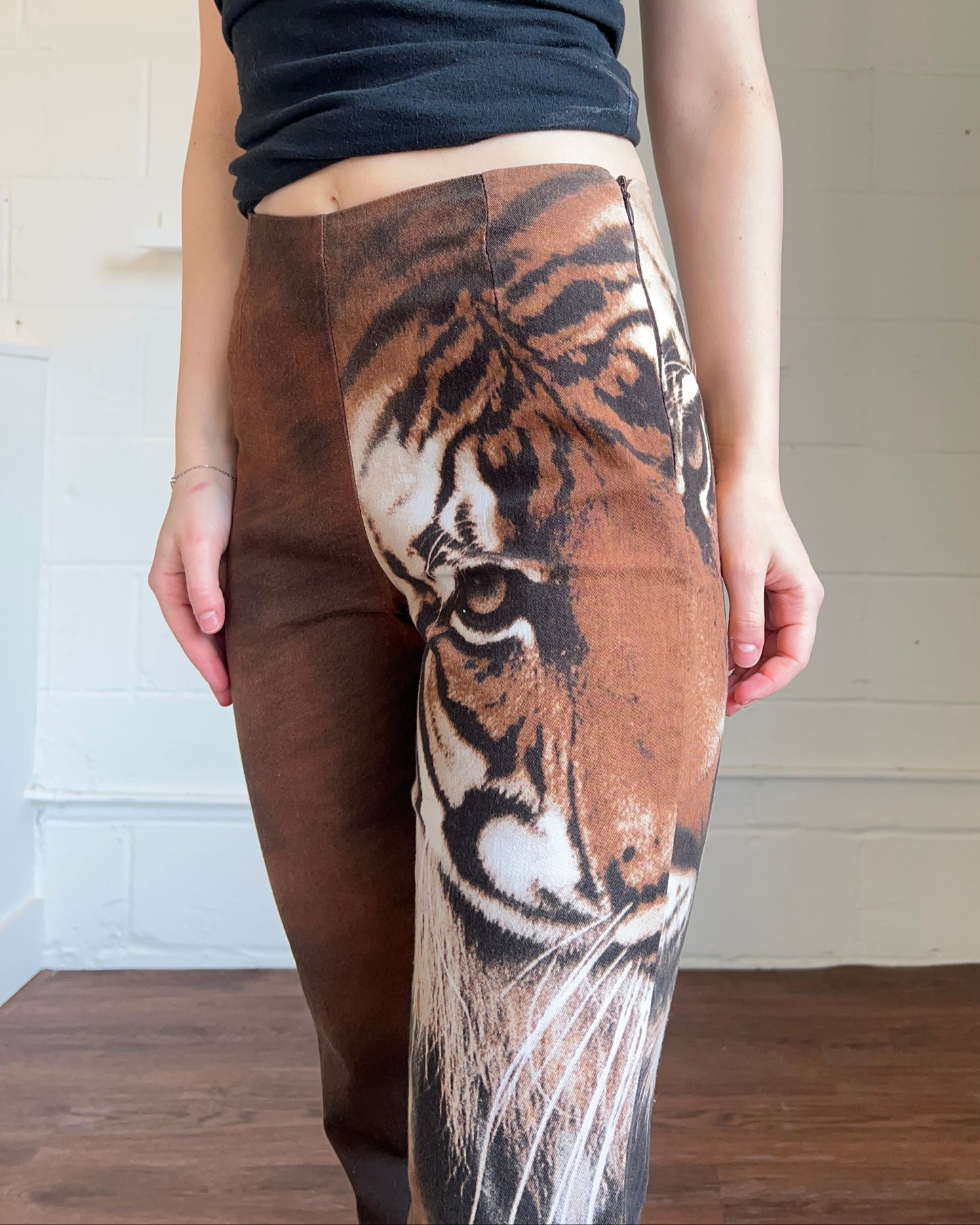 Tiger Print Flare Trousers