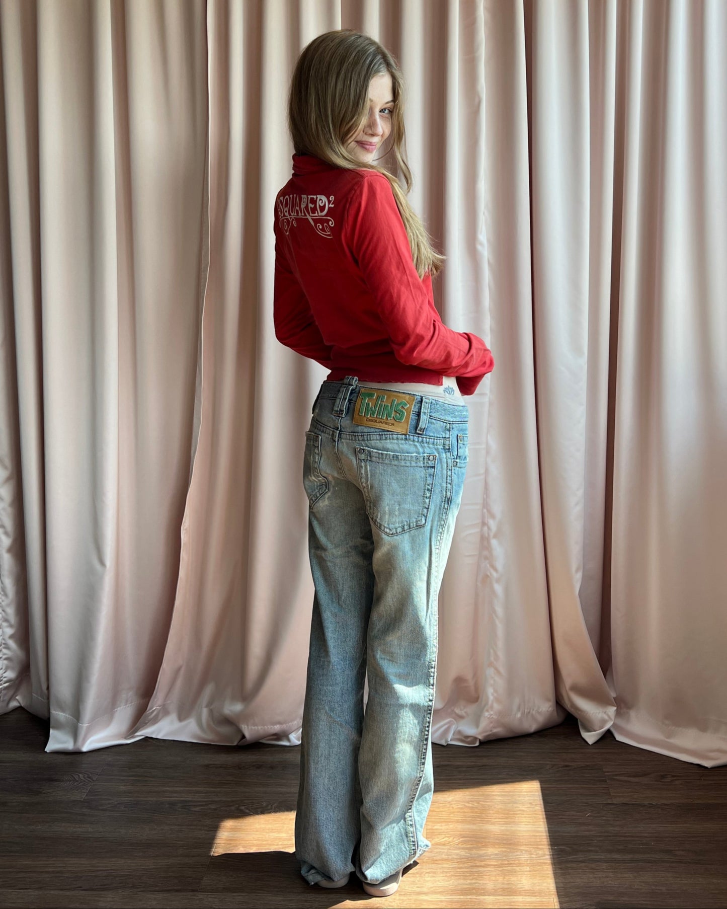 Dsquared² F/W 2004 Low Rise Light Wash Distressed Denim