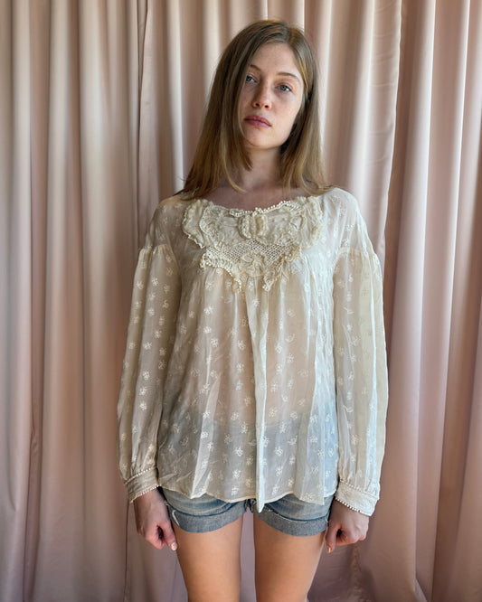 Tsumori Chisato Butterfly Embroidered Mohair Embellished Blouse