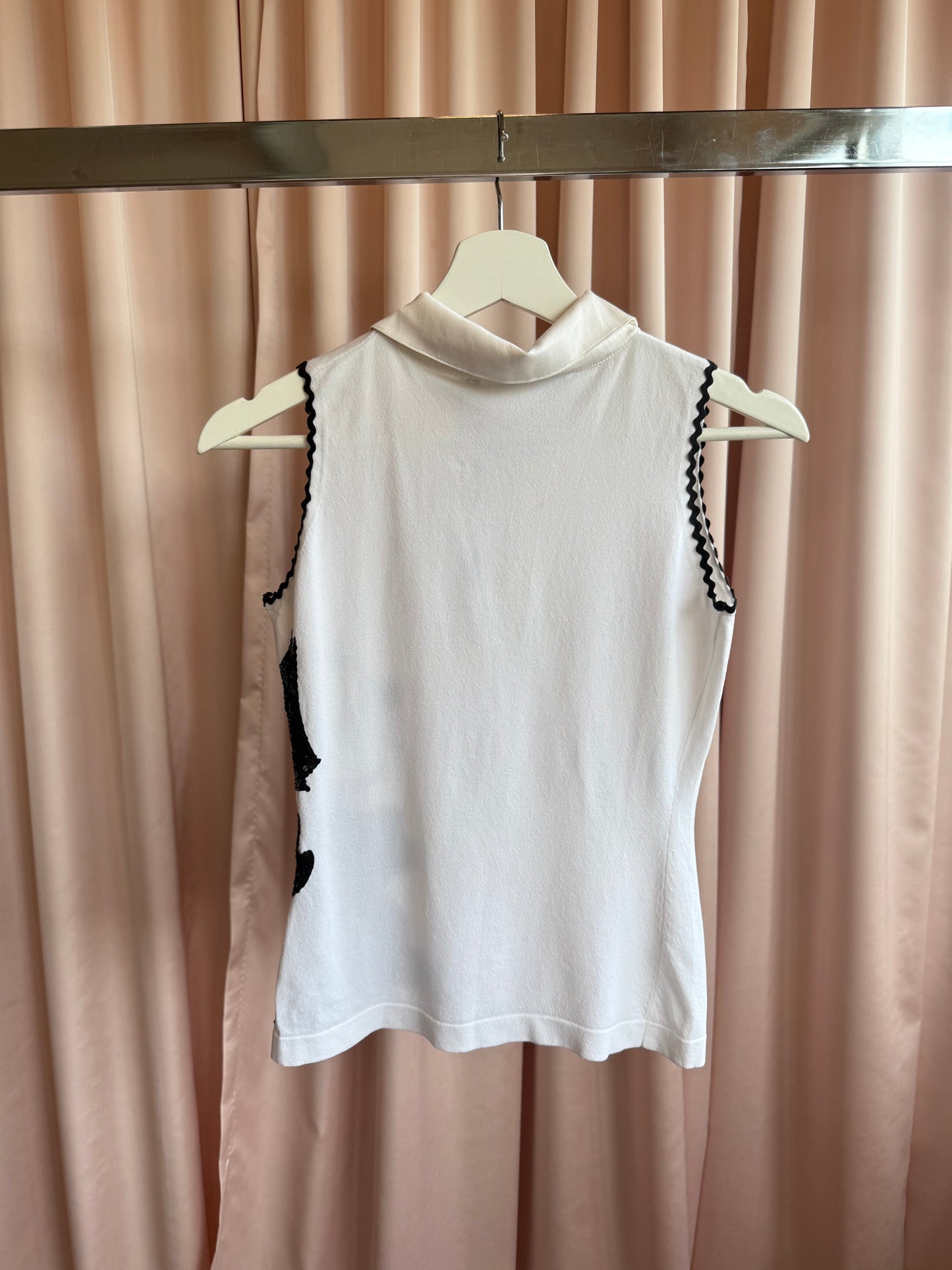 JC de Castelbajac 2006 Felix The Cat Sequins Sleeveless Polo Top