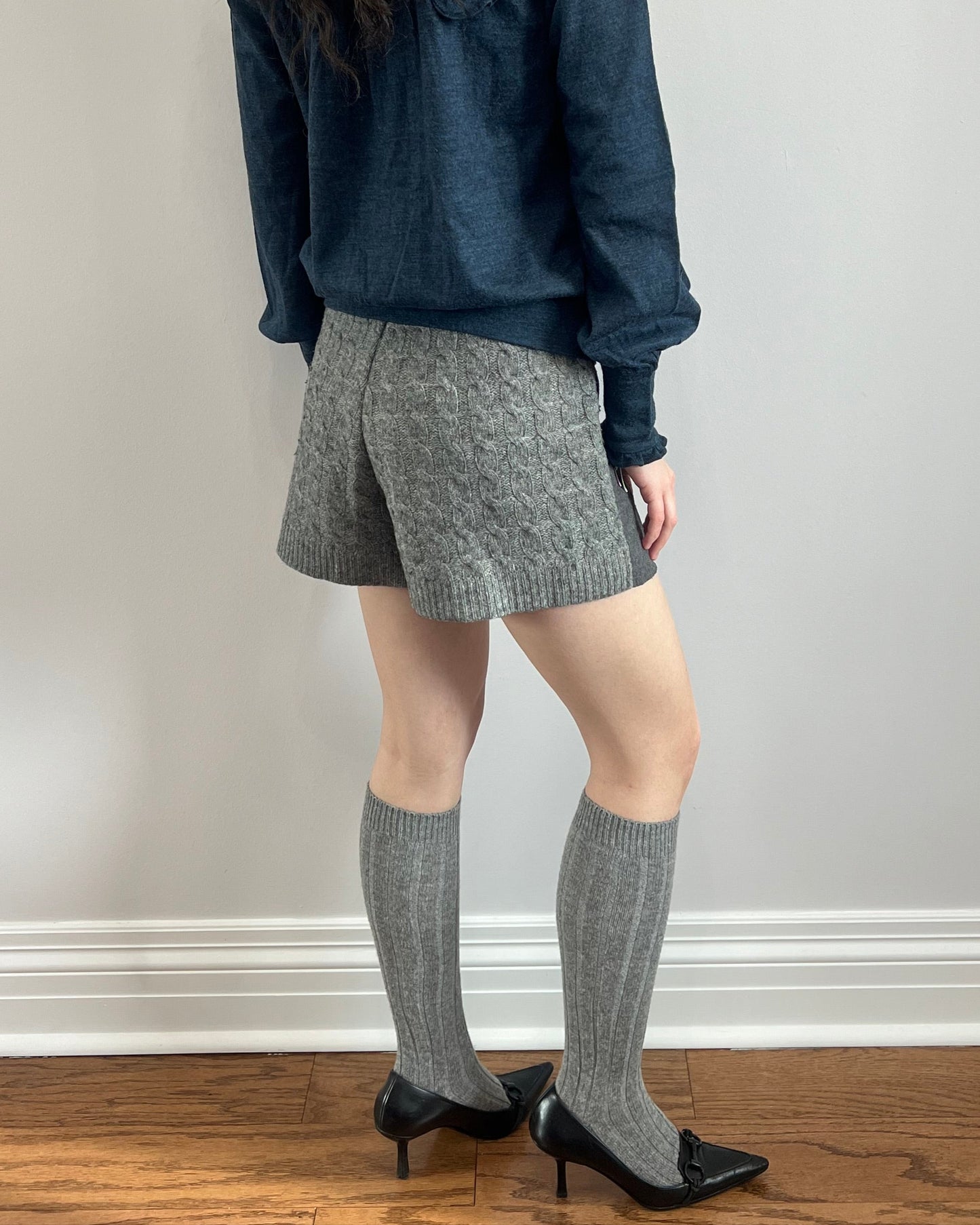 Tsumori Chisato Grey Cable Knit Shorts