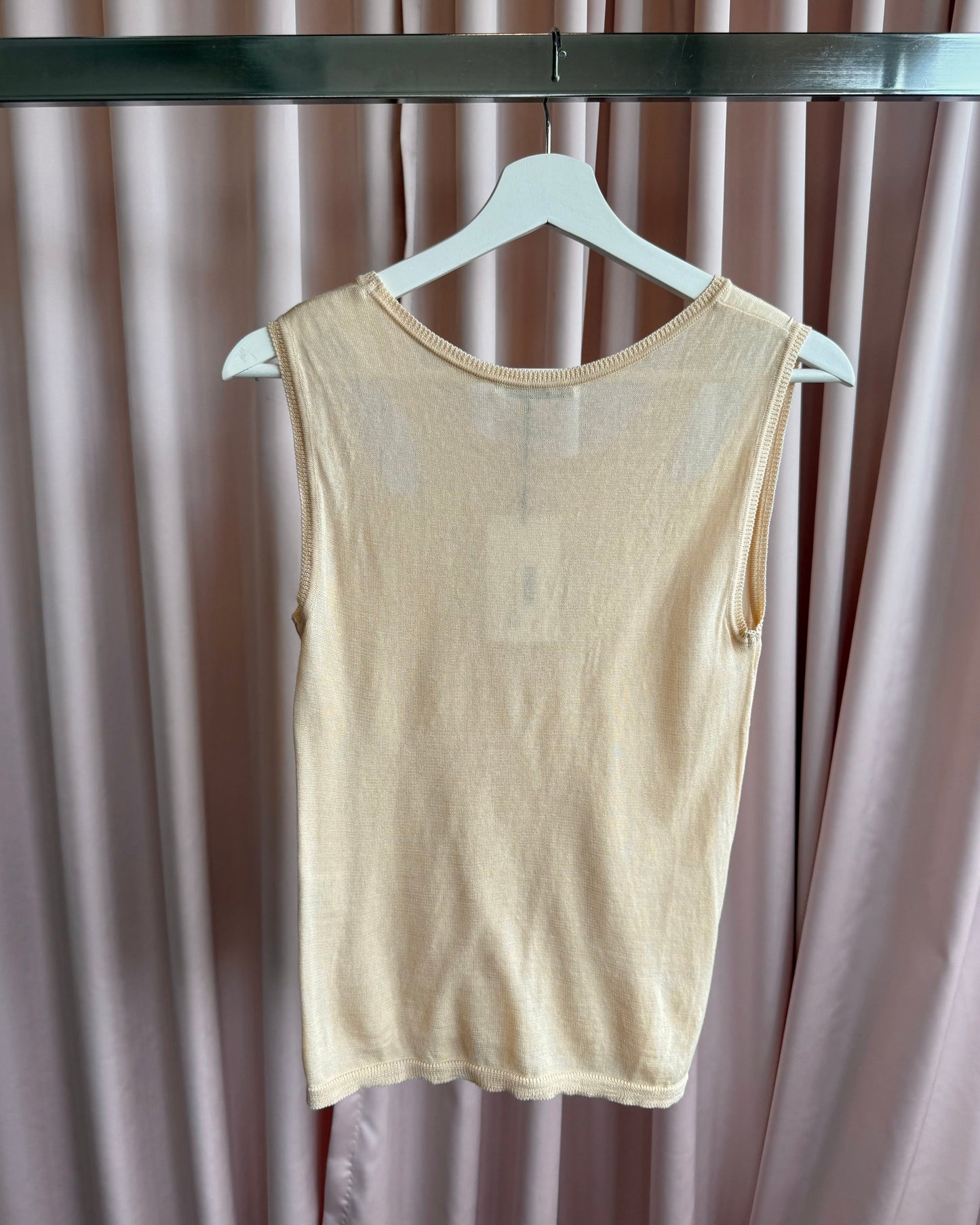 Issey Miyake S/S 2004 by Naoki Takizawa Beige Cut Out Knit Tank Top