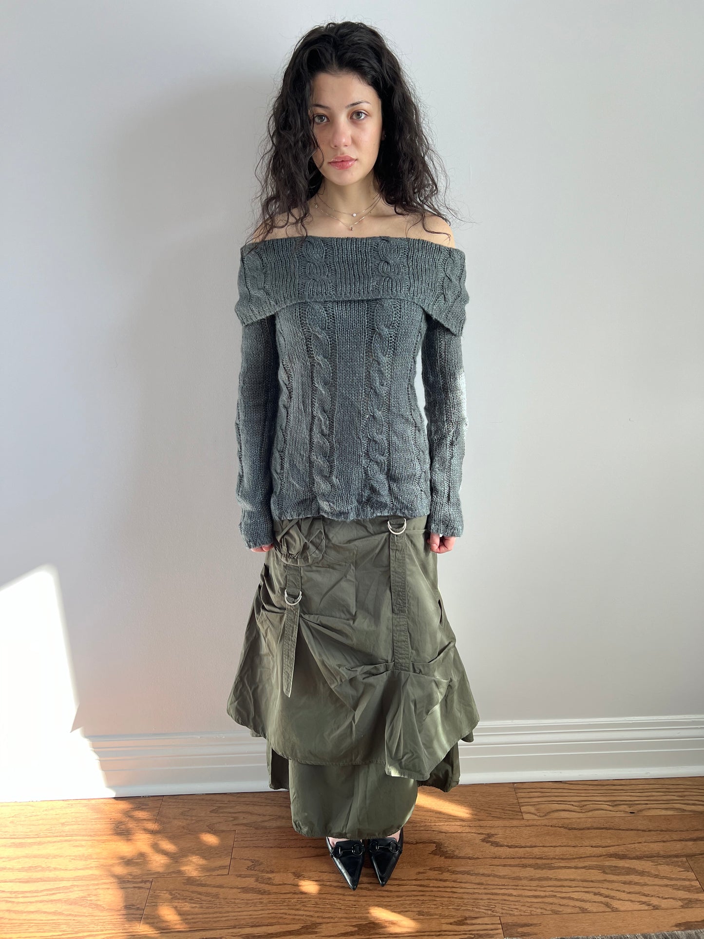 Green Cargo Maxi Skirt