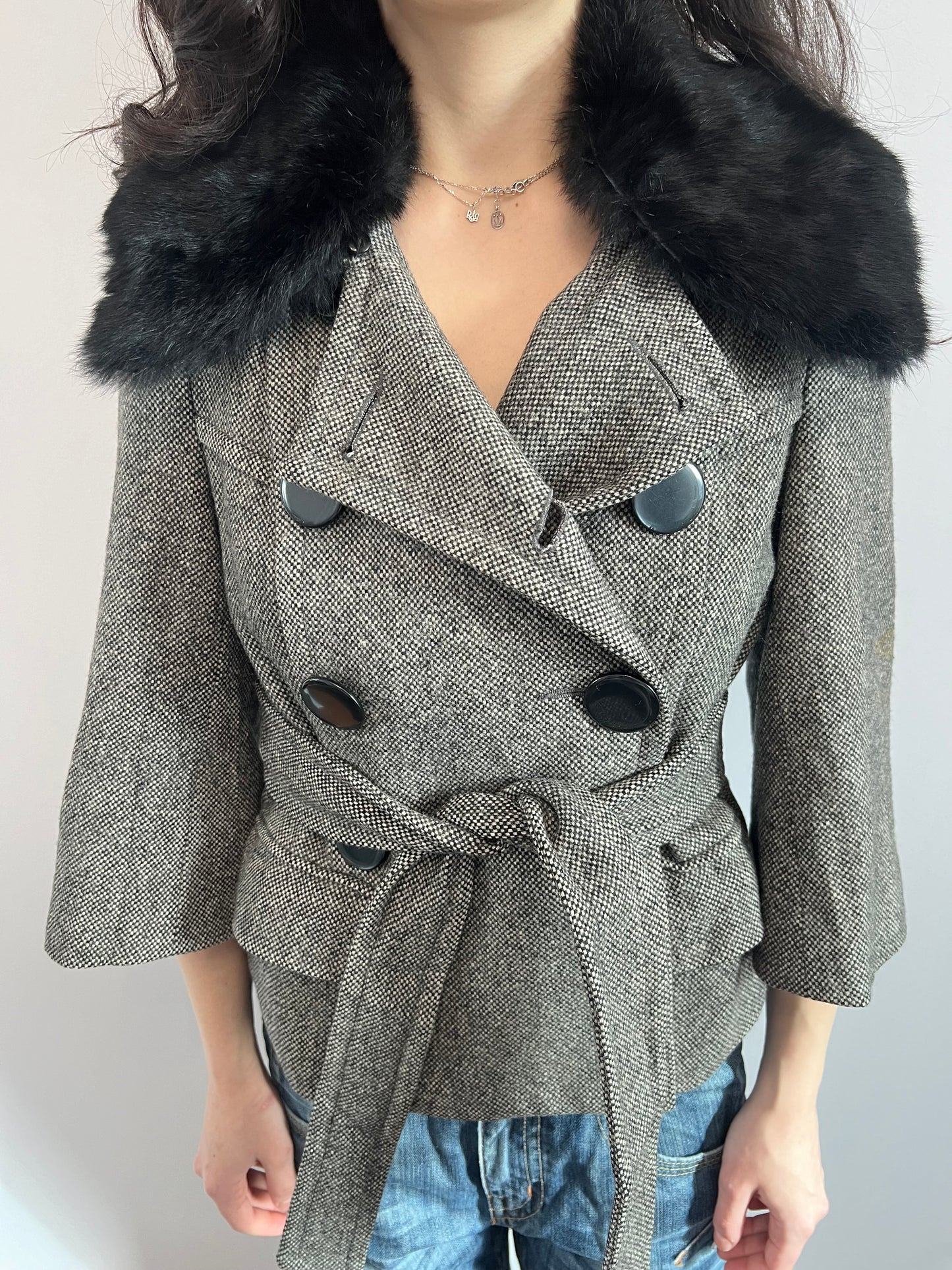 Genuine Fur Collar Peacoat