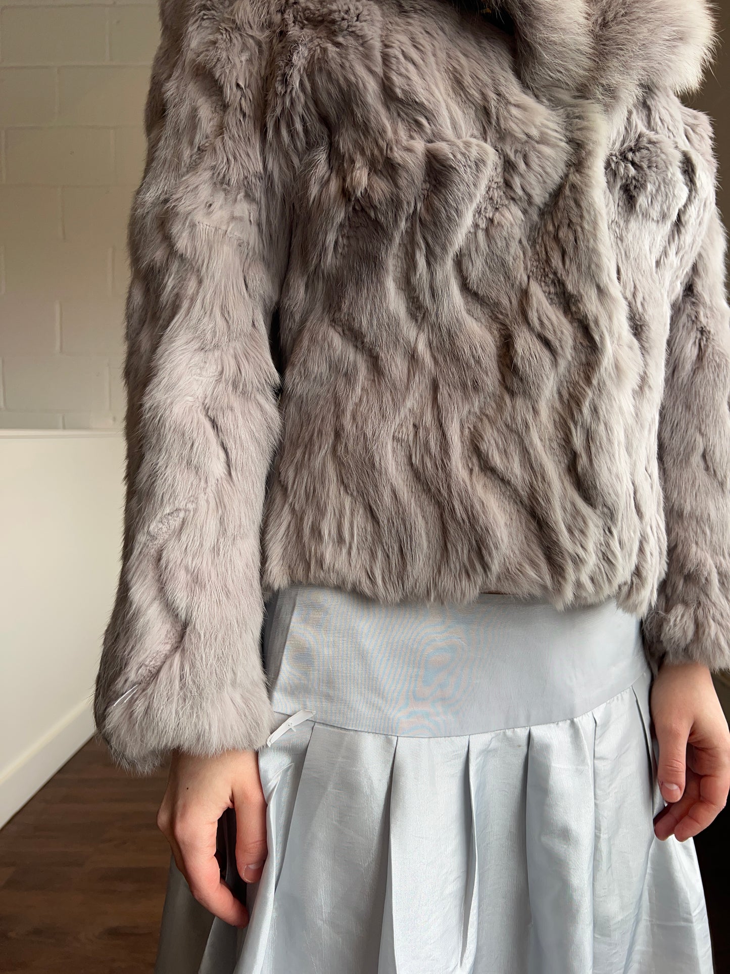 Grey Rabbit Fur Jacket