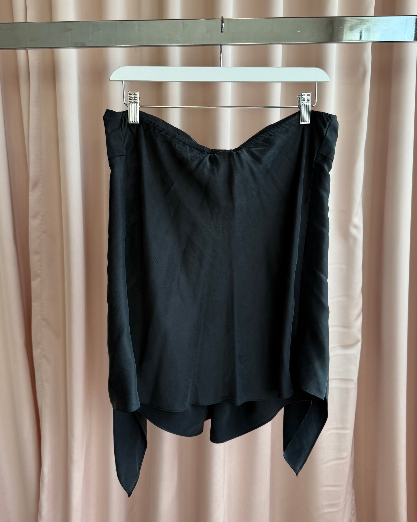 2000's Black 100% Silk Tie Strapless Top