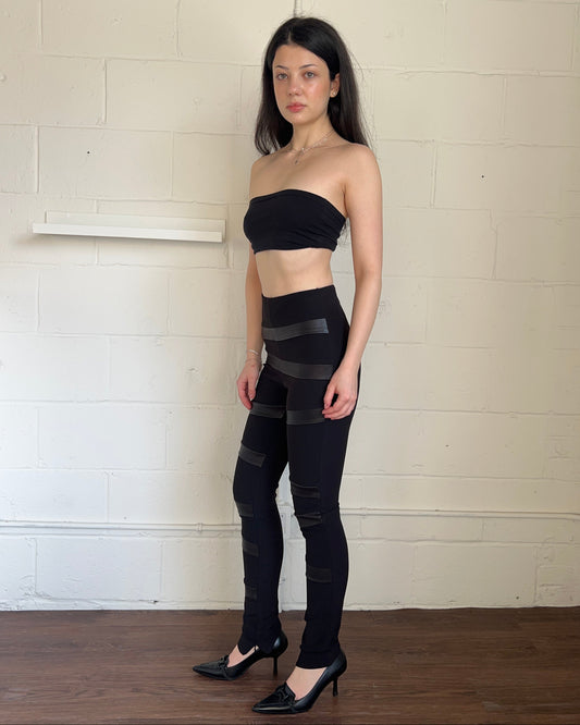 Neil Barrett Black Leather Panel Leggings