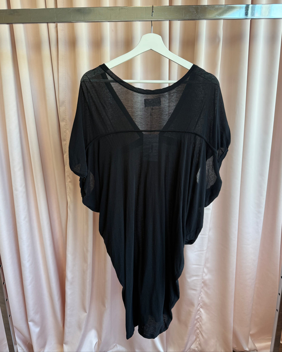 Tsumori Chisato Black Cotton Dolman Sleeve Drawstring Dress
