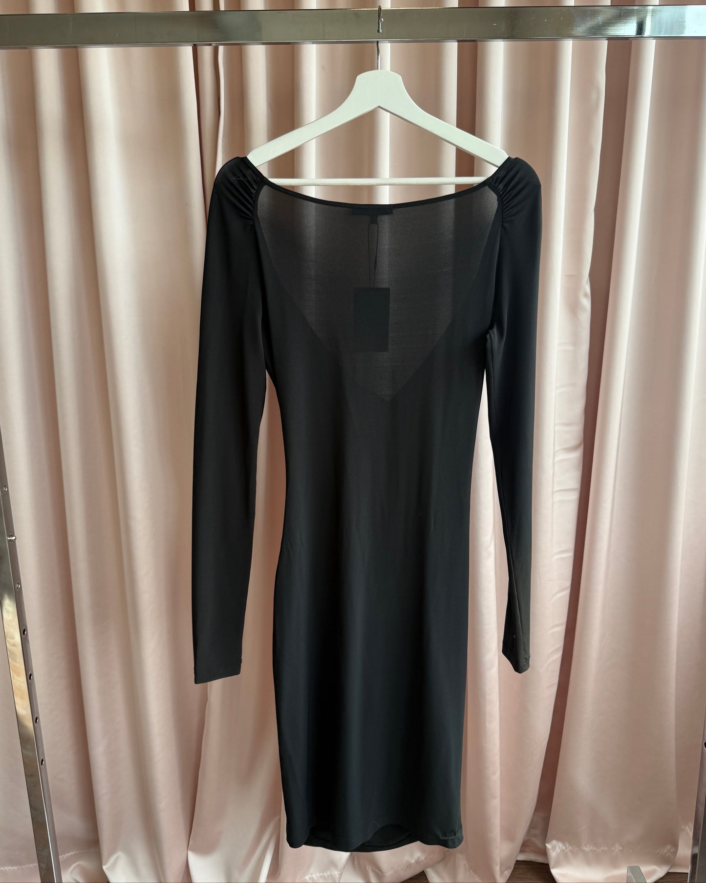 Ungaro Fever Beaded Black Surplice Midi Dress