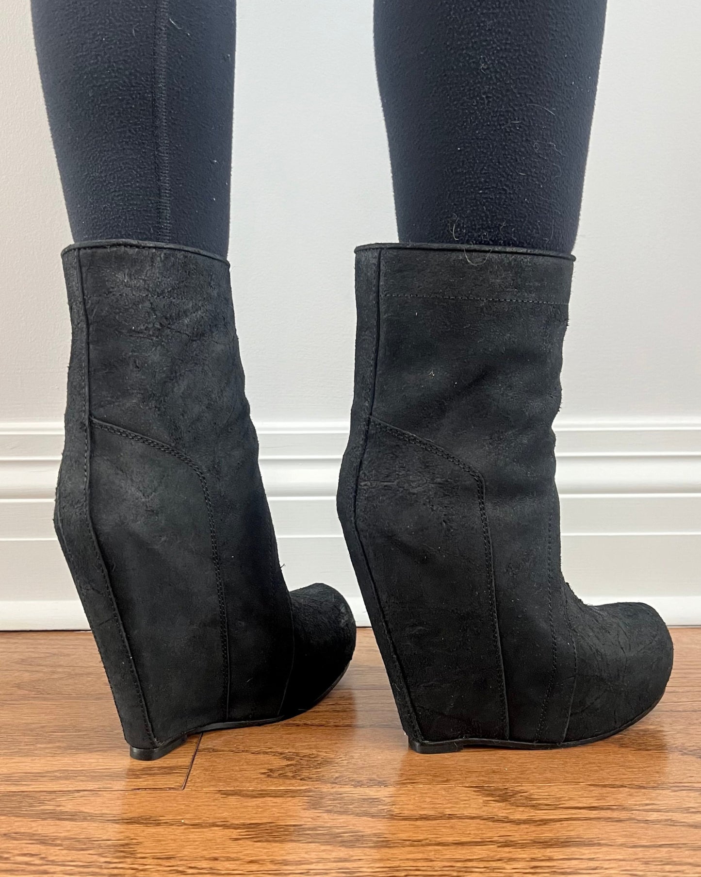 Rick Owens F/W 2010 Black Suede Wedge Platform Boots