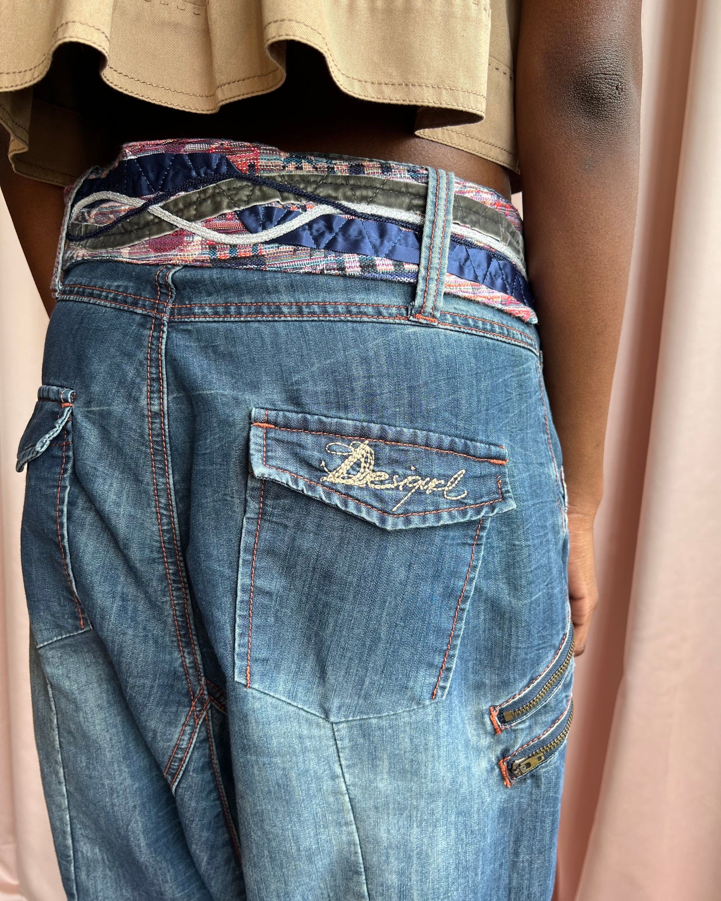 Desigual Embroidered Chambray Sarouel Pants