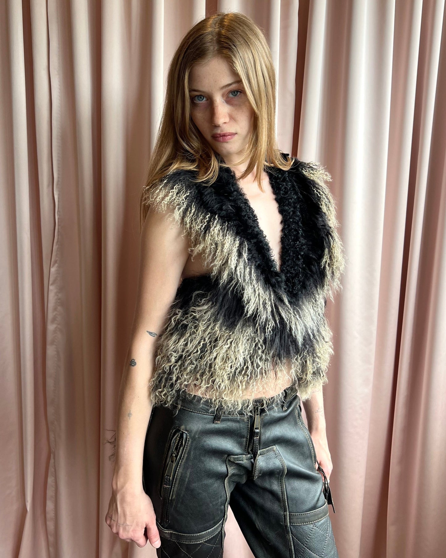 Mihara Yasuhiro Tibetan Lamb & Rabbit Fur Vest