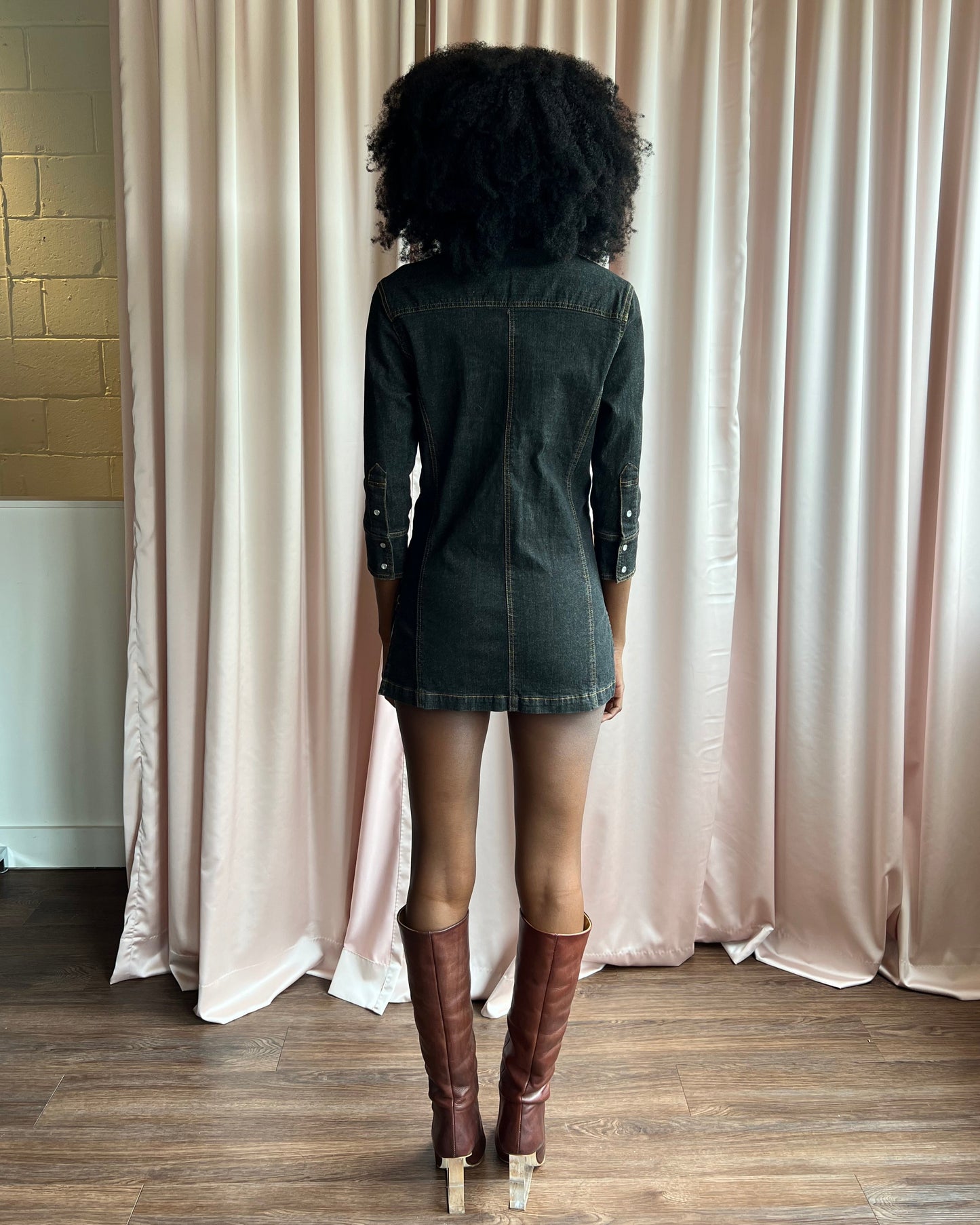 Japanese Brand Deadstock Lace Up Denim Mini Dress