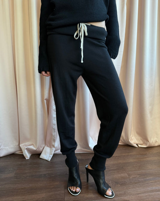 Rick Owens S/S 2017 "Walrus" Black Wool Knit Joggers