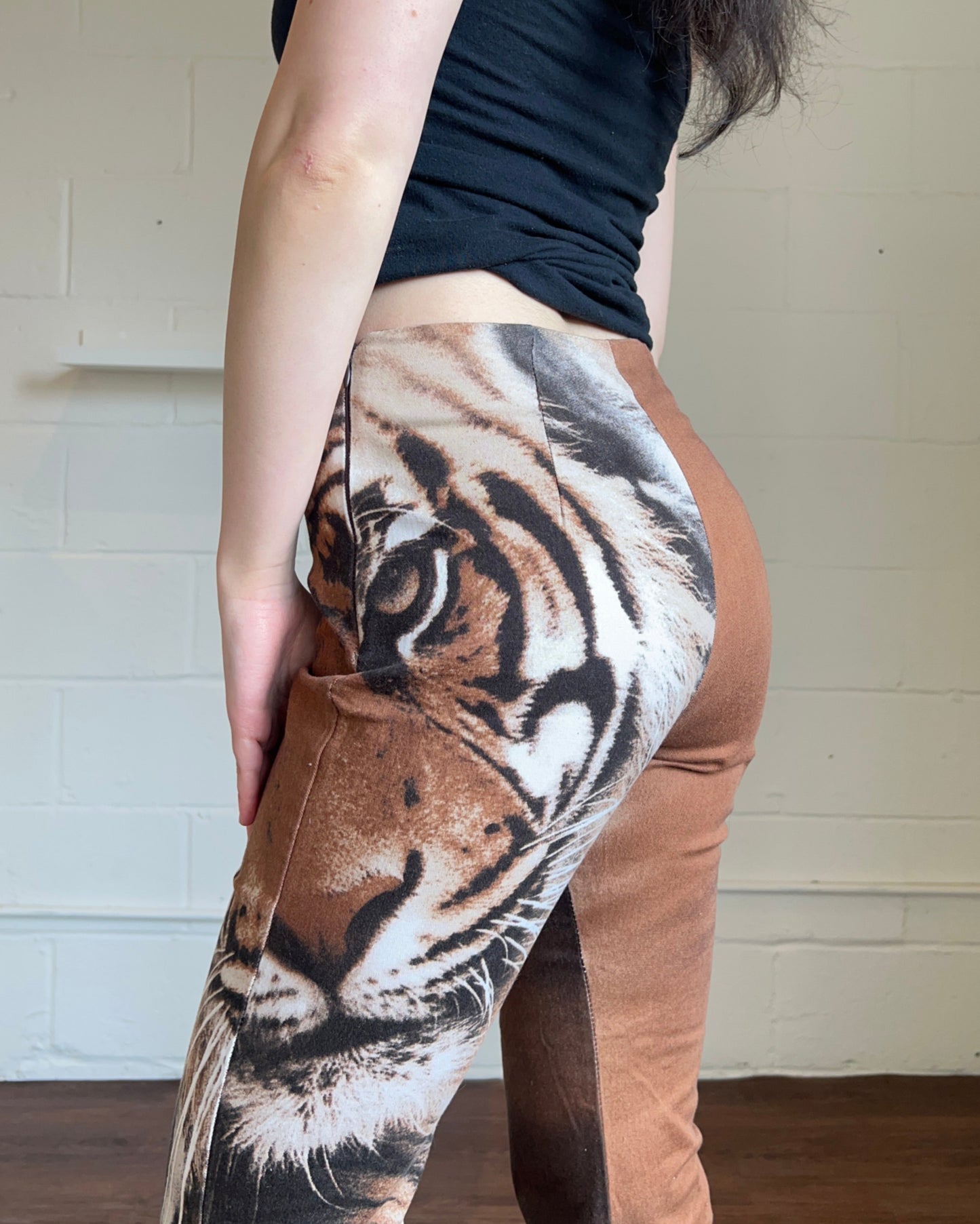 Tiger Print Flare Trousers