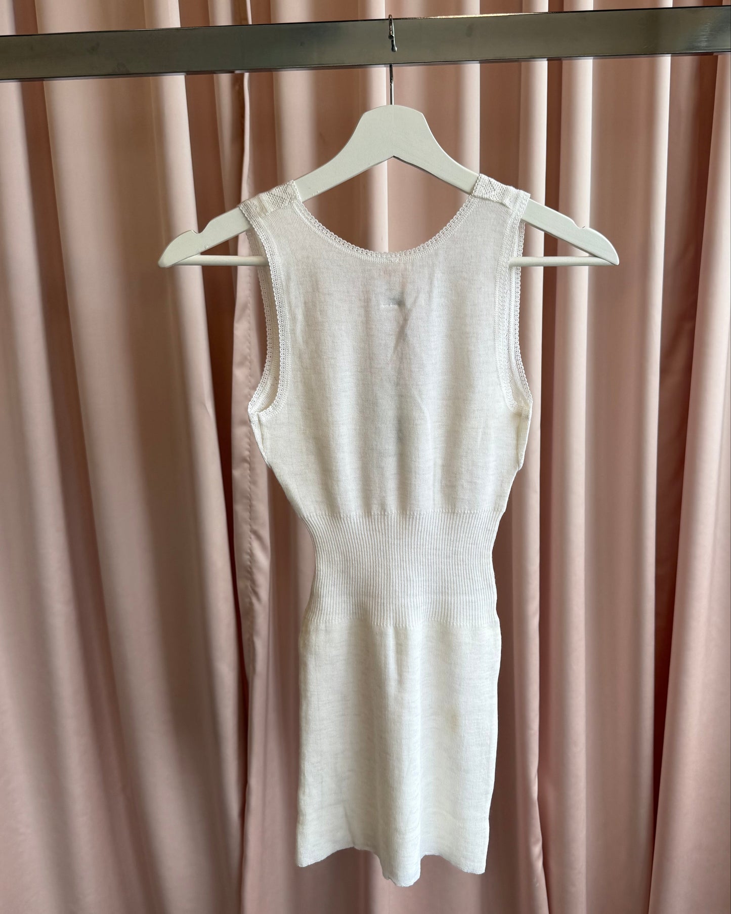 Italian Pointelle Wool Blend Surplice Tank/Mini Dress