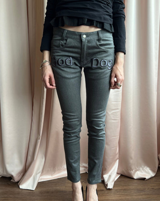 Undercover S/S 2014 "God Dog" Embroidered Grey Pants