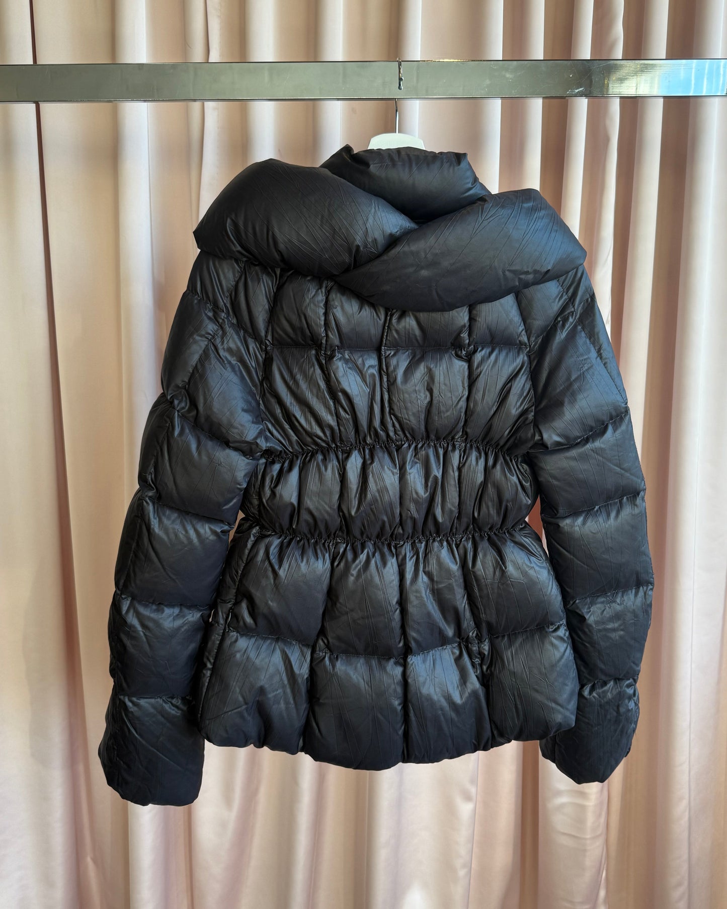 Italian Designer Black Nylon Down Puffer Jacket