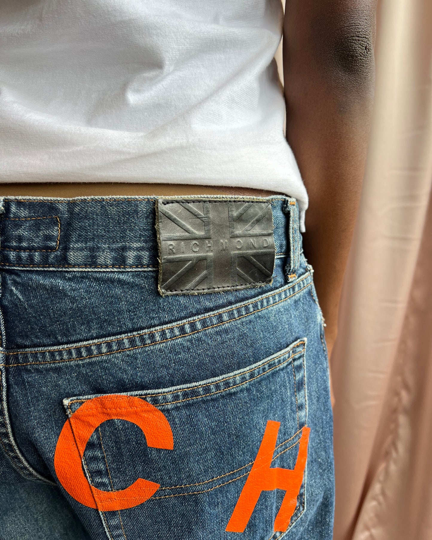 Richmond Denim Orange Spell Out Jeans