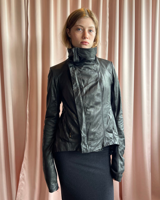 Rick Owens Black Lamb Leather Naska Jacket