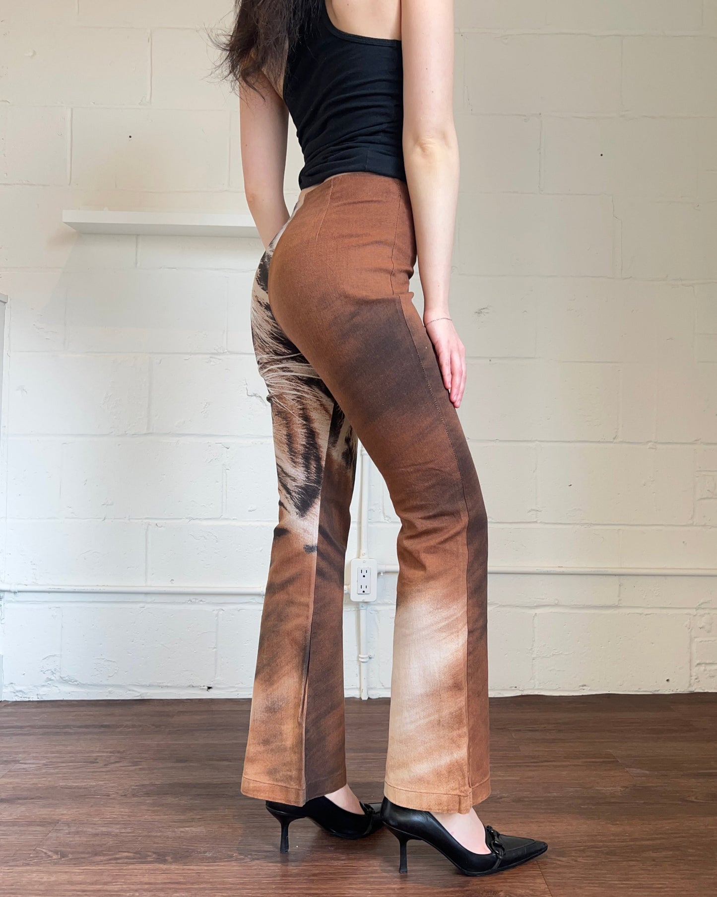 Tiger Print Flare Trousers