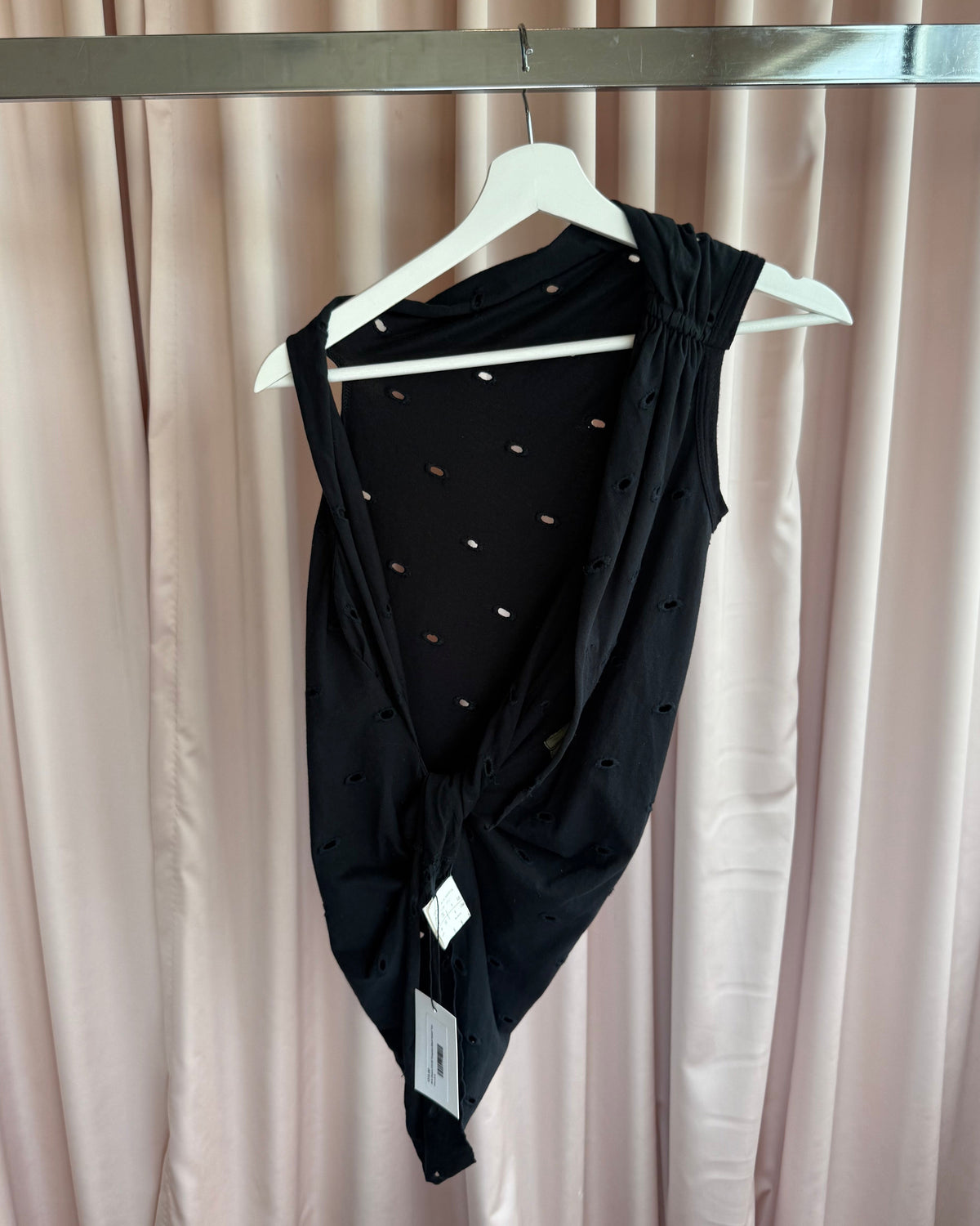 Rick Owens S/S 06 Tungsten Asymmetrical Black Eyelet Tank Top