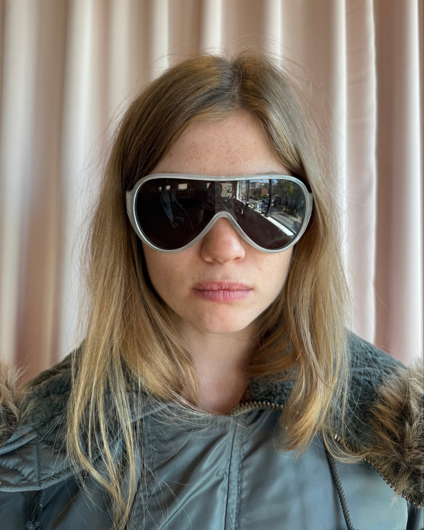 Alessandro Dell’Acqua White Wraparound Shield Sunglasses