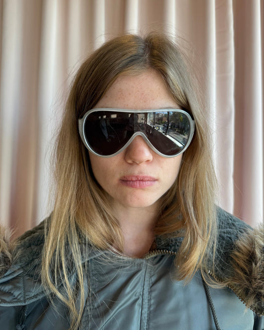 Alessandro Dell’Acqua White Wraparound Shield Sunglasses