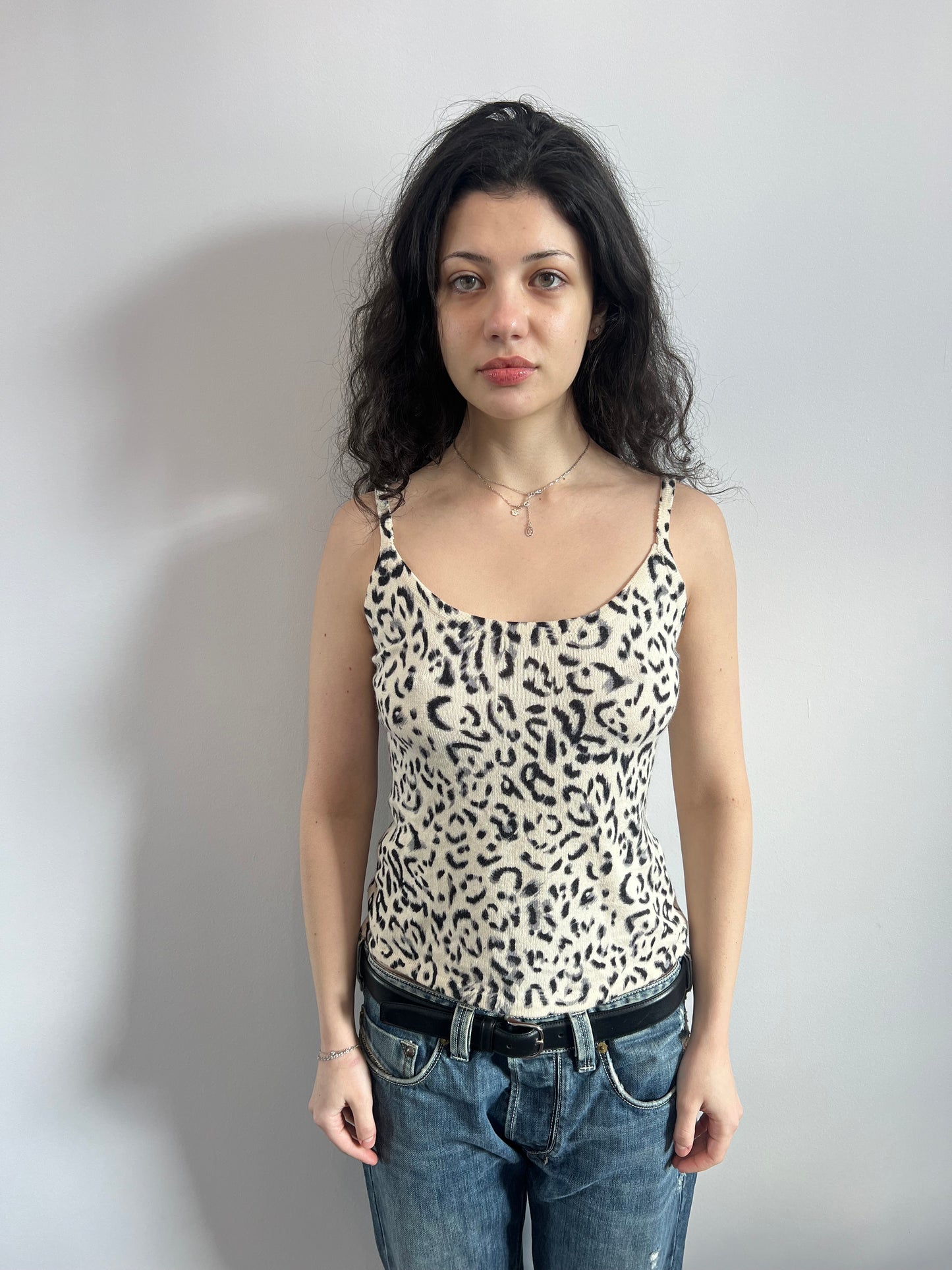 Leopard Print Knit Two Piece Top Set