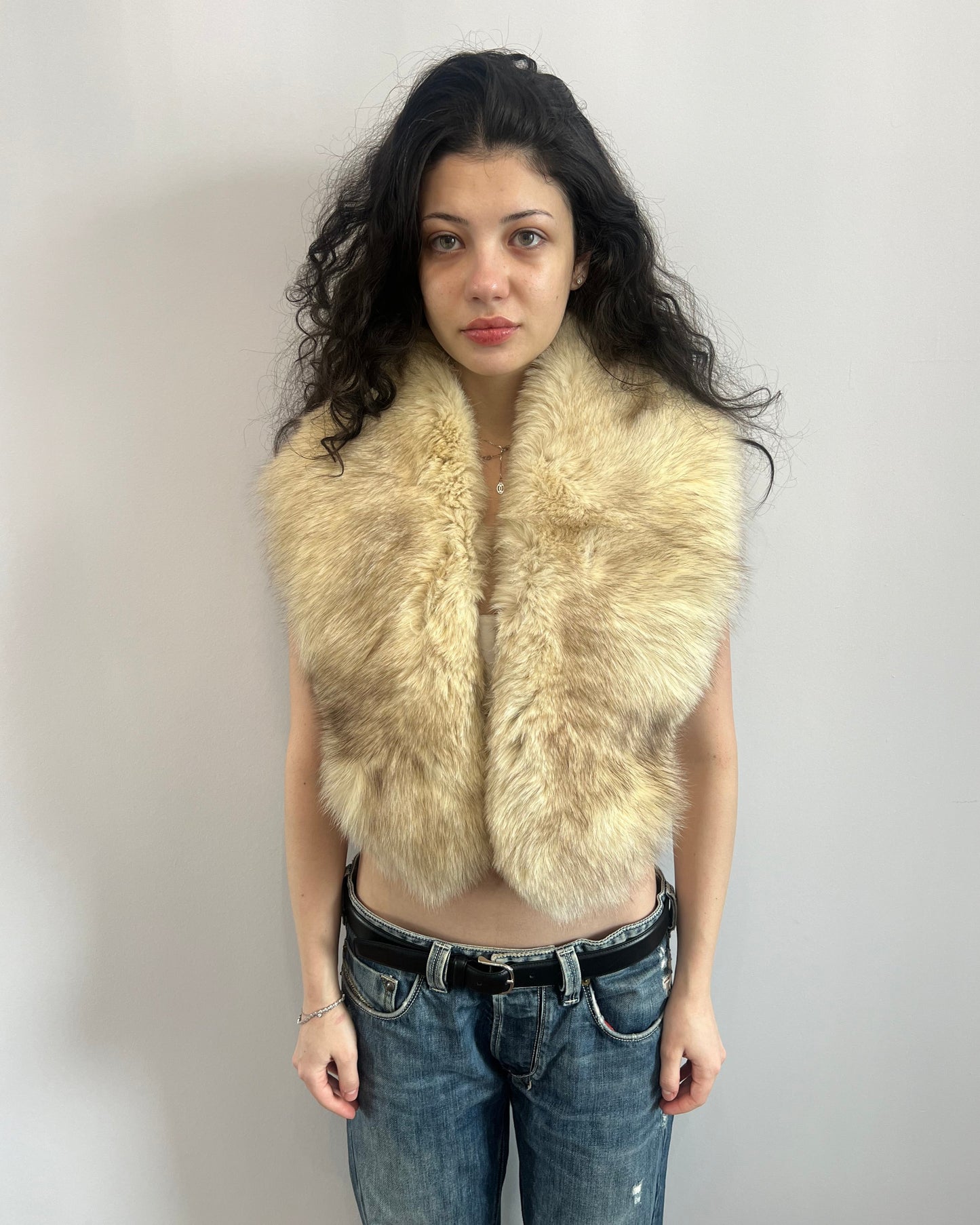 Cream Fox Fur Shawl