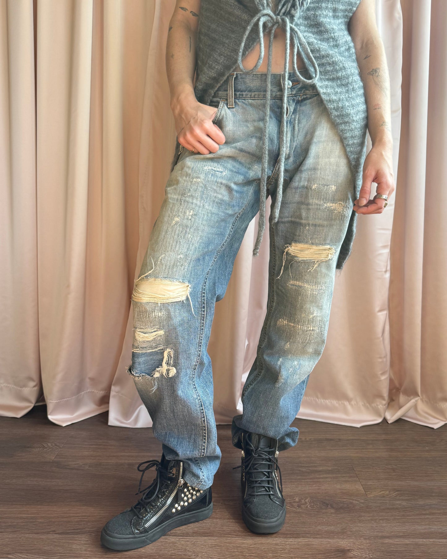 Dolce & Gabbana Distressed Light Wash Denim