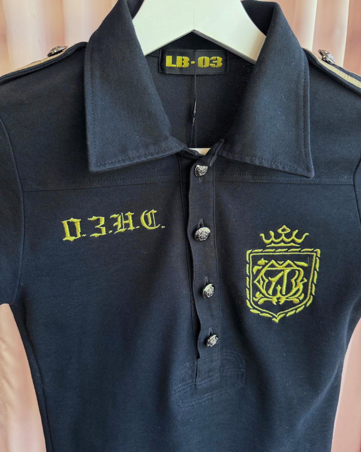 Japanese Brand Navy & Gold "3" Epaulet Polo Shirt