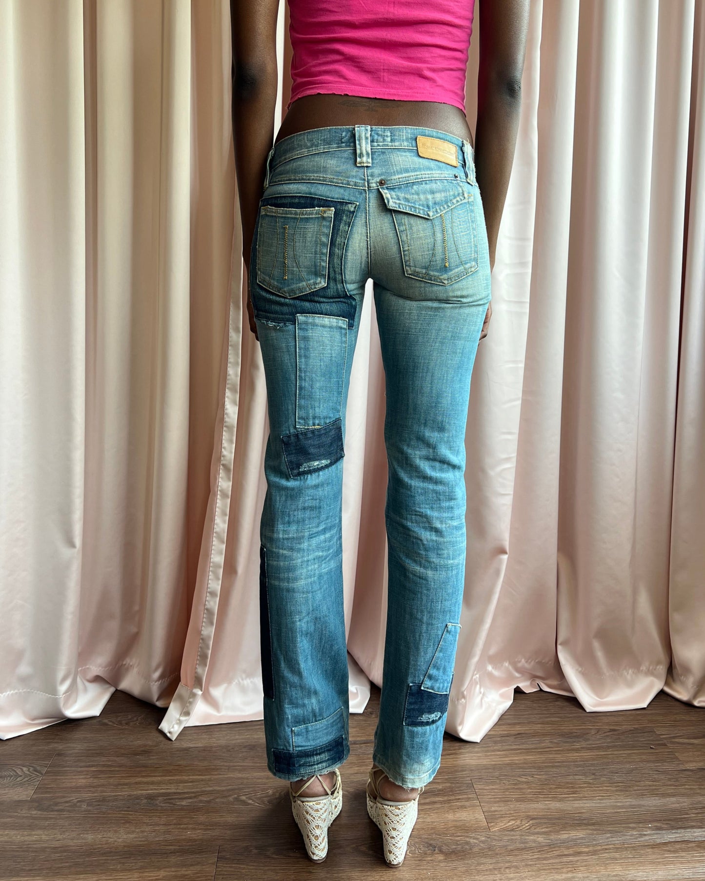 Italian Brand Low Rise Patchwork Denim