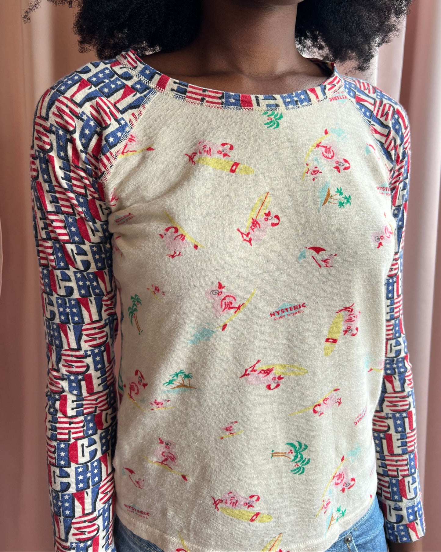 Hysteric Glamour Printed Long Sleeve Raglan Top