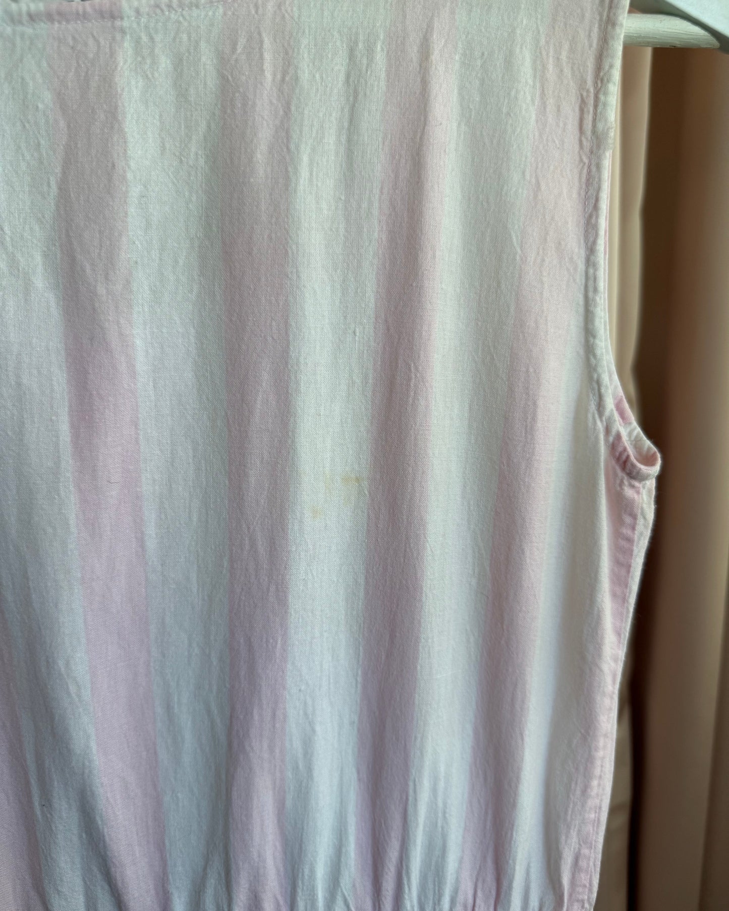 1980's Sorrel Lines Pastel Pink & White Candy Striped Playsuit