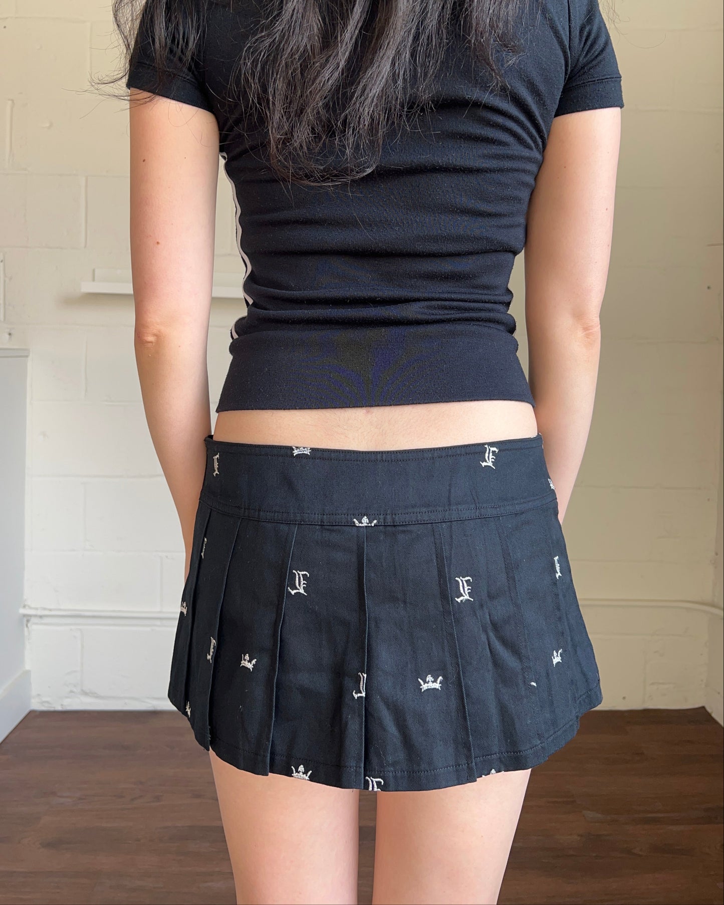 Japanese Brand Pleated Embroidered Micro Mini Skirt