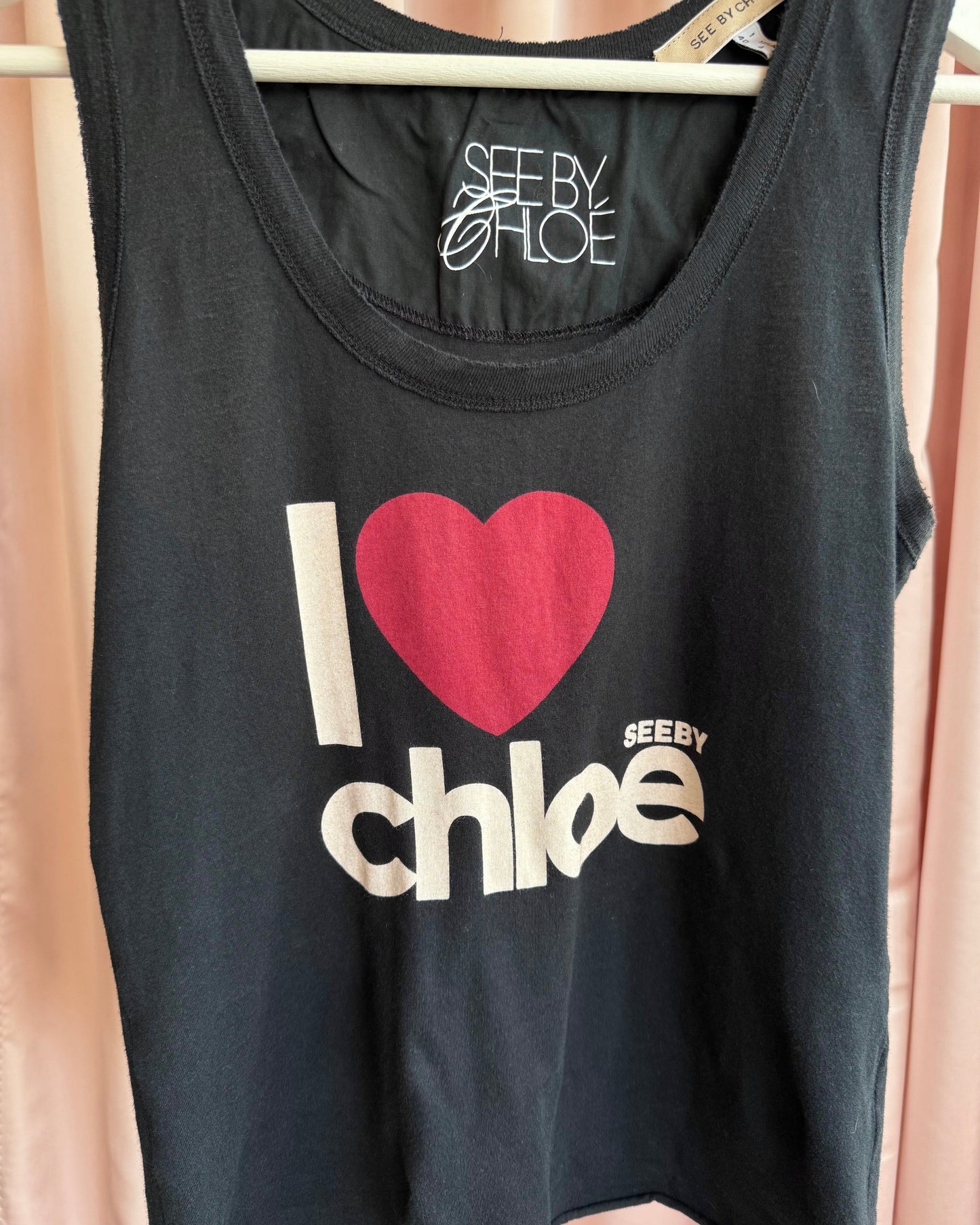 See by Chloé “I Love Chloé” Black Tank Top