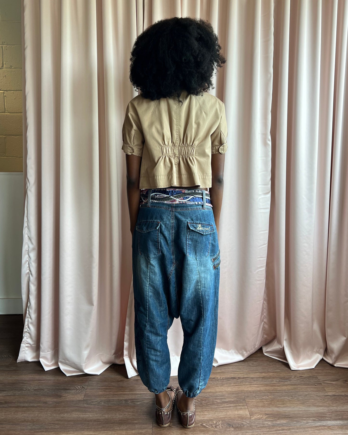 Desigual Embroidered Chambray Sarouel Pants