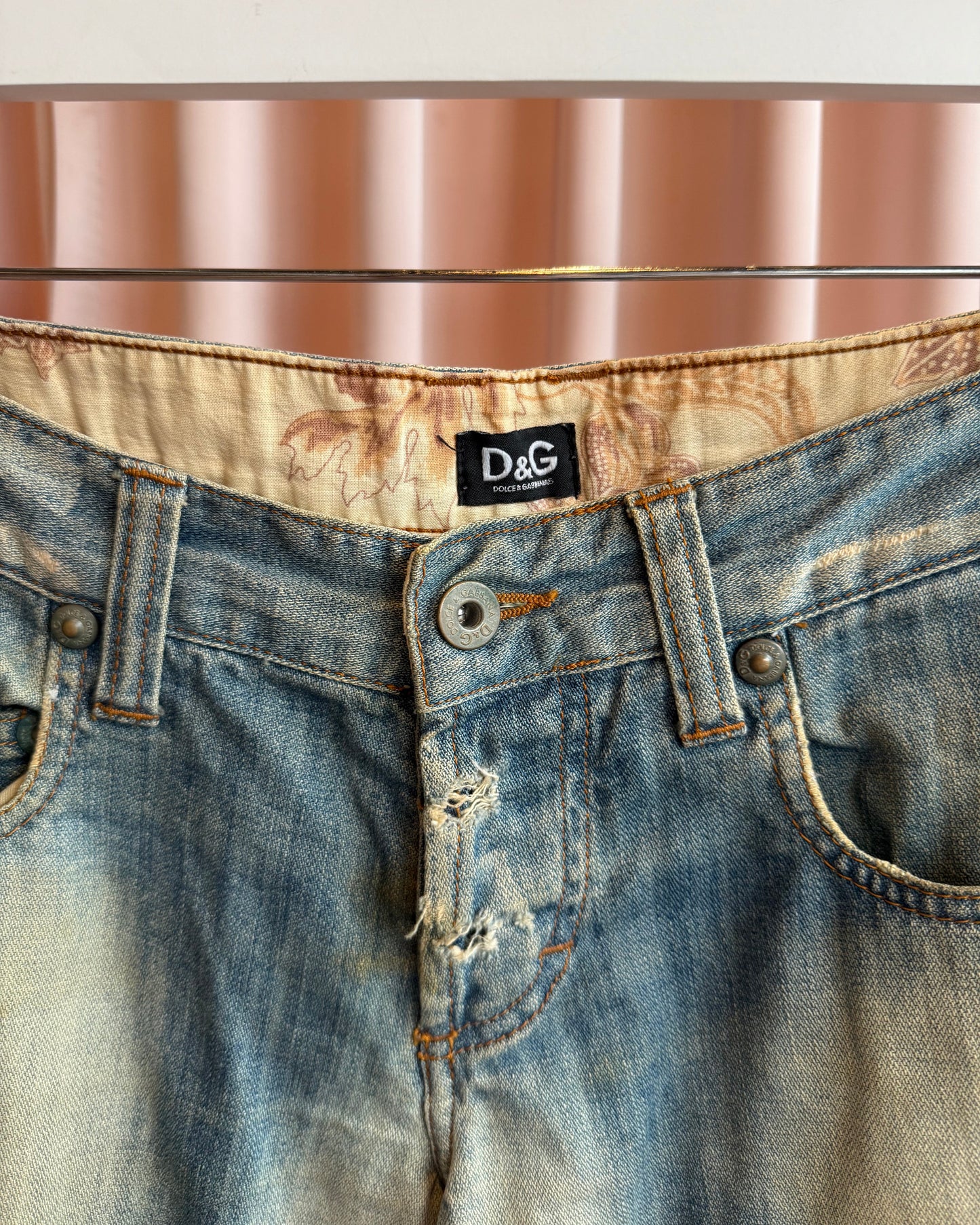 D&G S/S 2005 Distressed Faded Mud Wash Denim