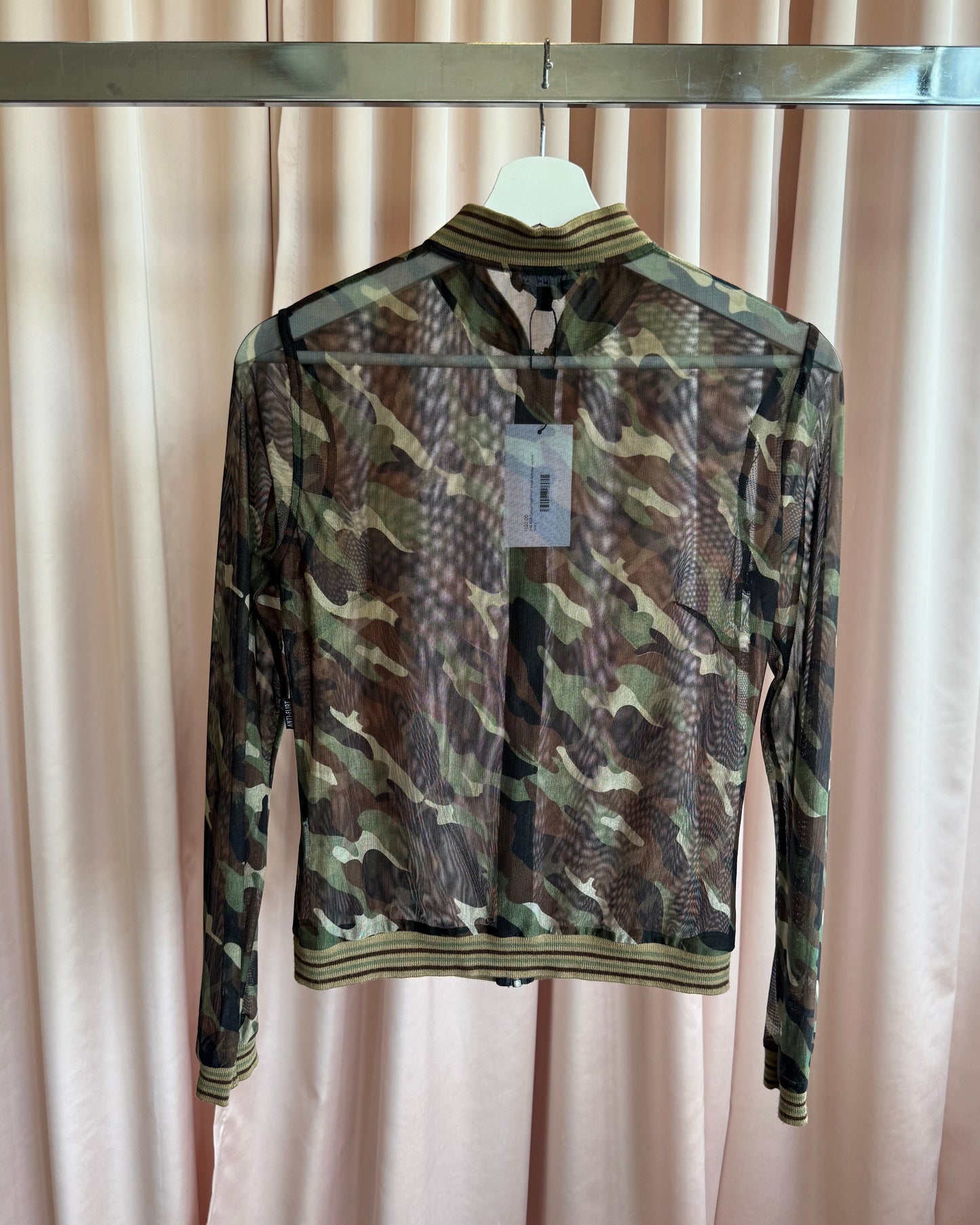 French Brand Camouflage Print Mesh Bomber Jacket
