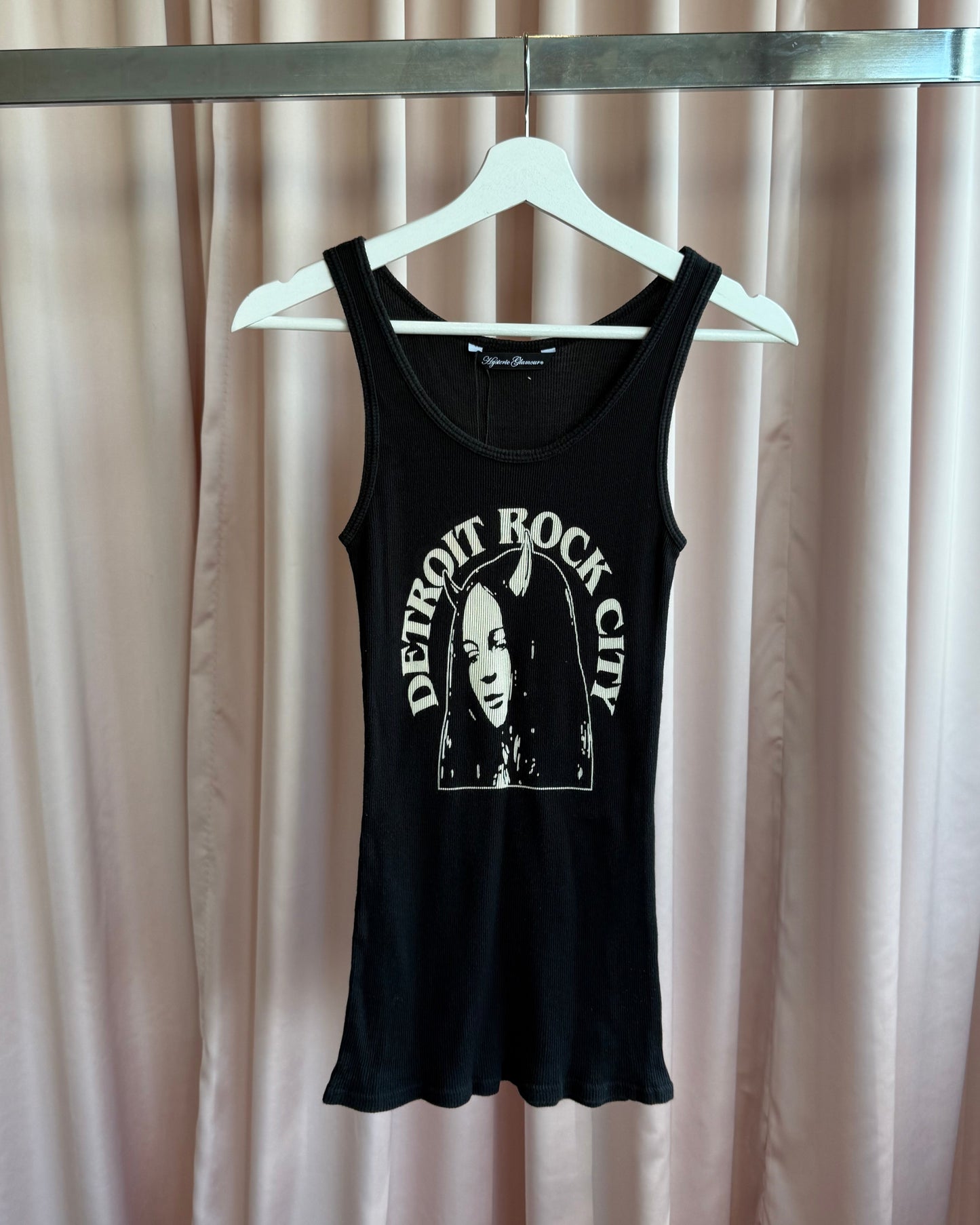 Hysteric Glamour "Detroit Rock City" Graphic Ribbed Black Tank Top