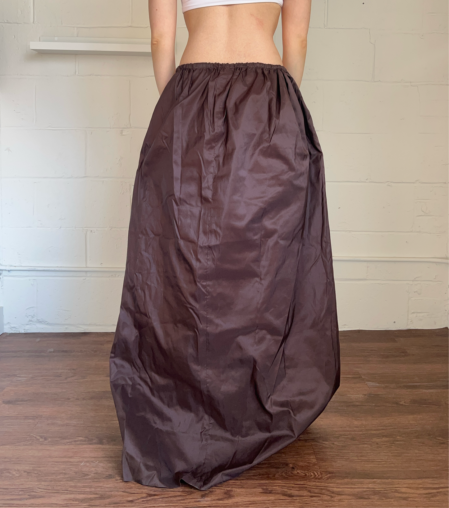 Chocolate Brown Silk Full Length Skirt