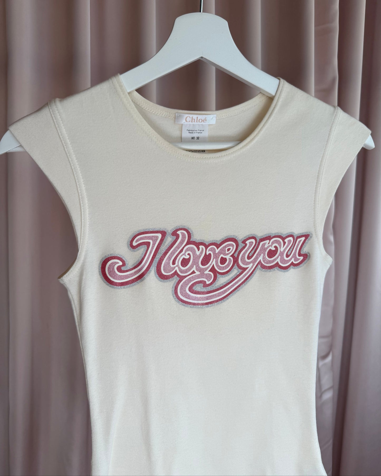 Chloé S/S 1999 by Stella McCartney “I Love You” Glitter Graphic Top