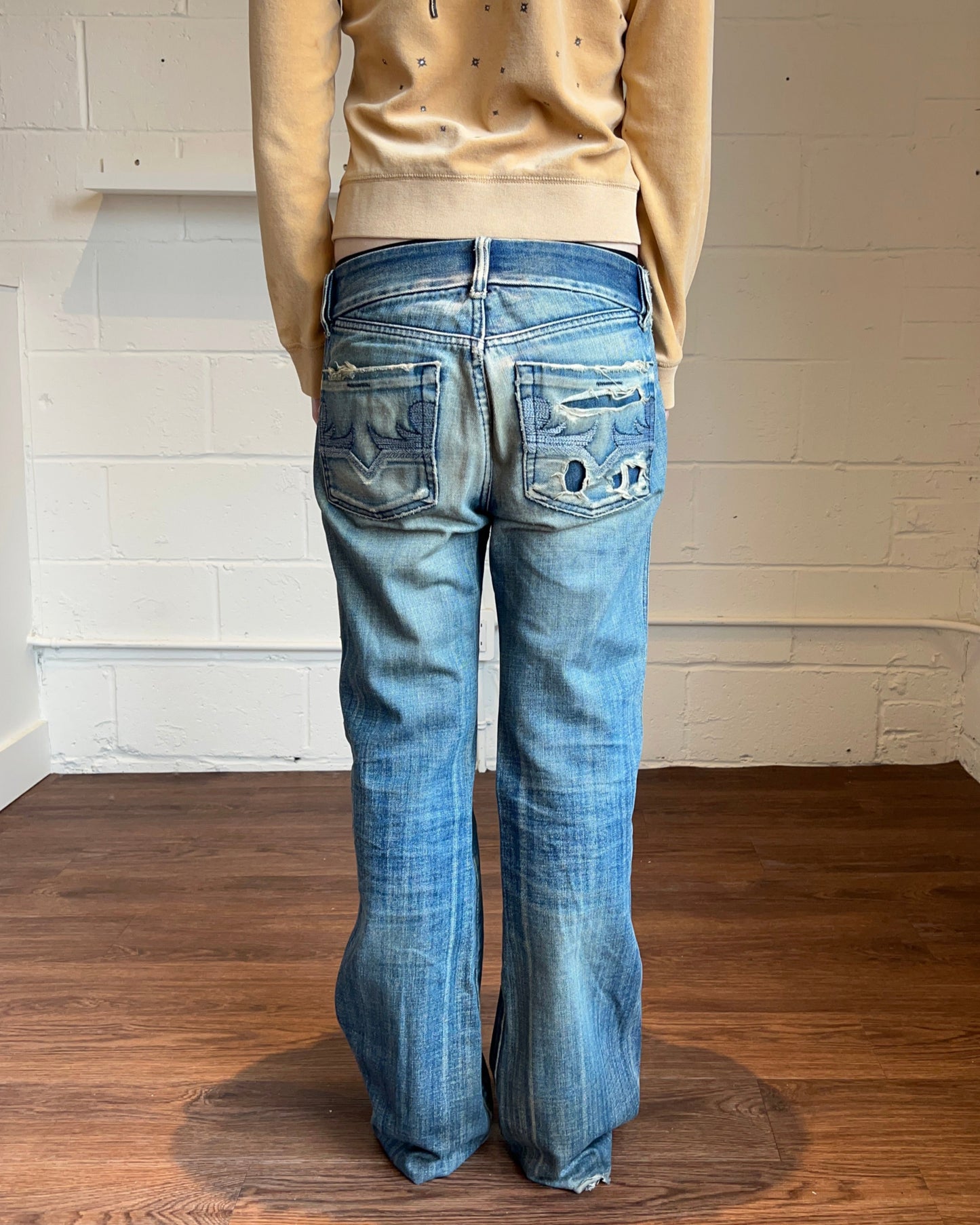 Diesel Distressed Flare Leg Denim