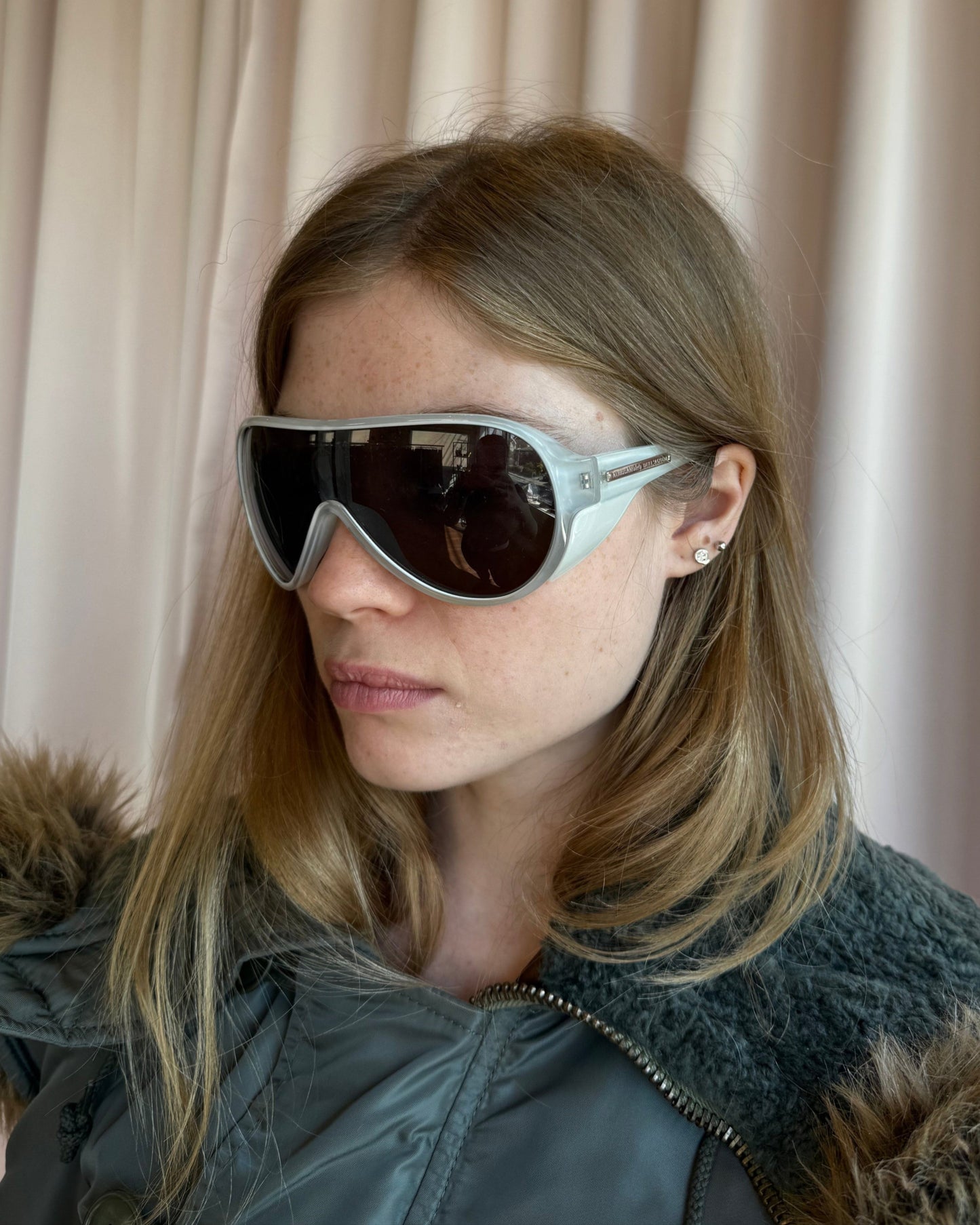 Alessandro Dell’Acqua White Wraparound Shield Sunglasses