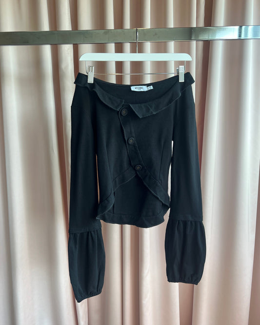 Moschino Jeans Off Shoulder Puff Sleeve Top