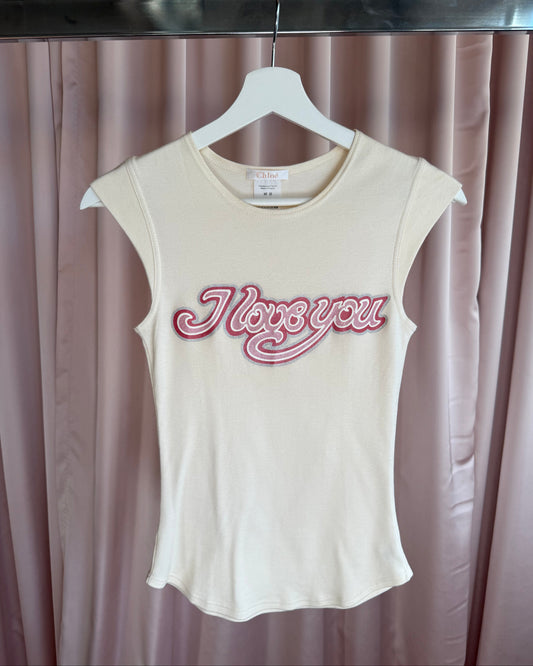 Chloé S/S 1999 by Stella McCartney “I Love You” Glitter Graphic Top