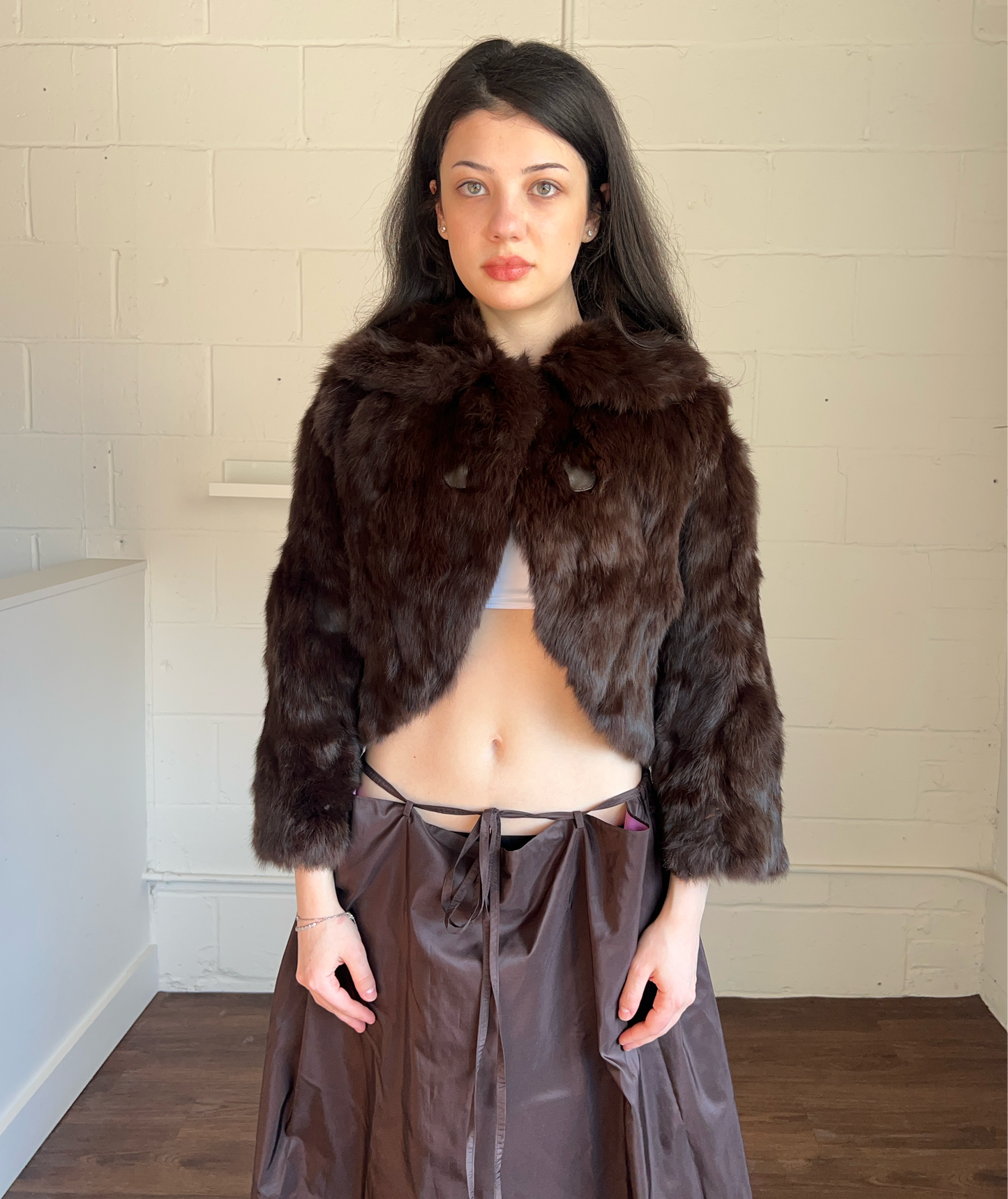Chocolate Brown Rabbit Fur Bolero