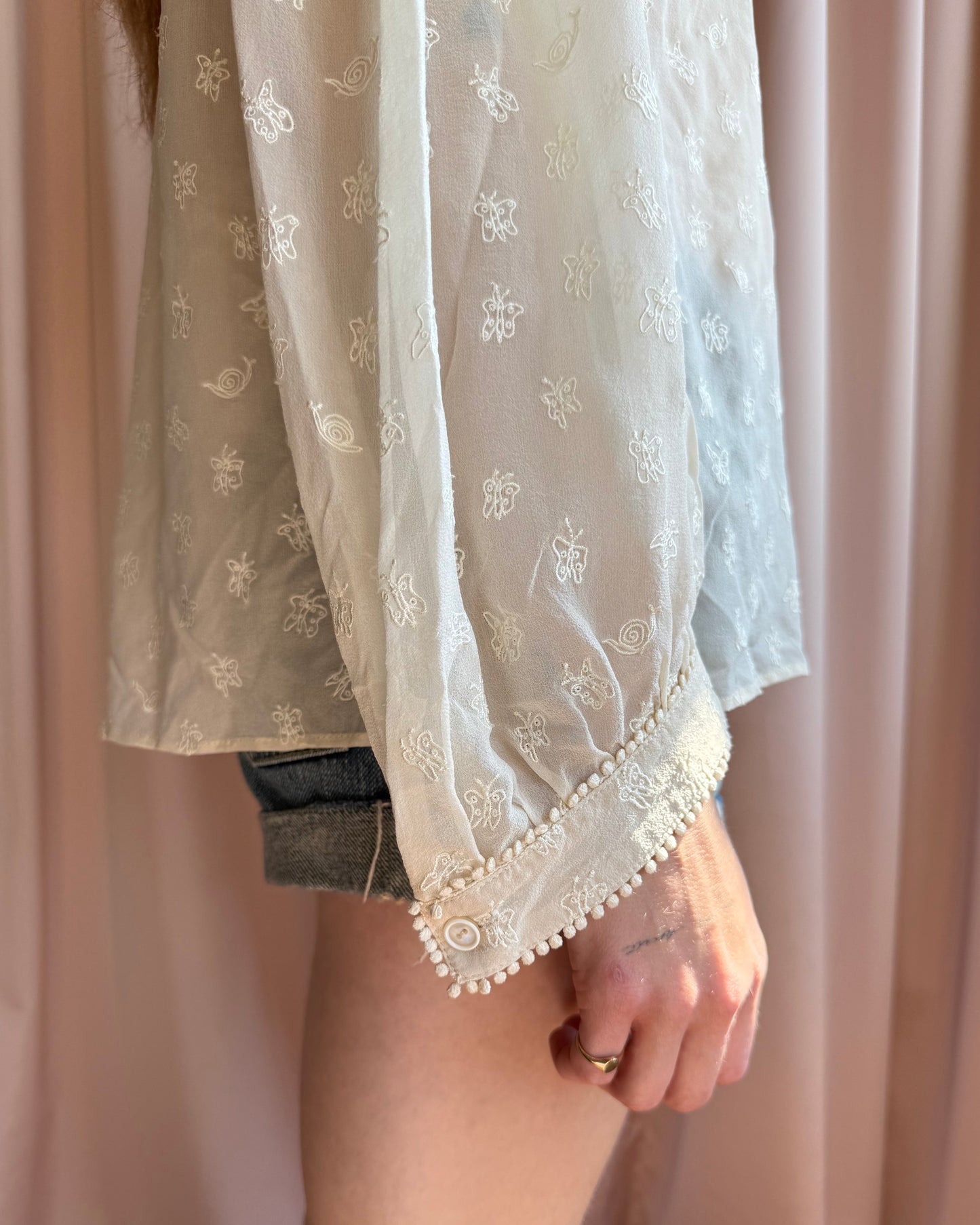 Tsumori Chisato Butterfly Embroidered Mohair Embellished Blouse